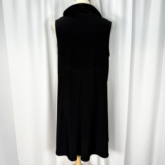 Sympli Black Fluid Jersey Knit Collared Long A-Line Tunic Top Sleeveless Size 10 - Picture 5 of 10